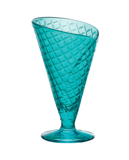 Taça de Vidro Para Sorvete Tipo Casquinha Bormioli Rocco Gelato 16x10cm Azul 280ML