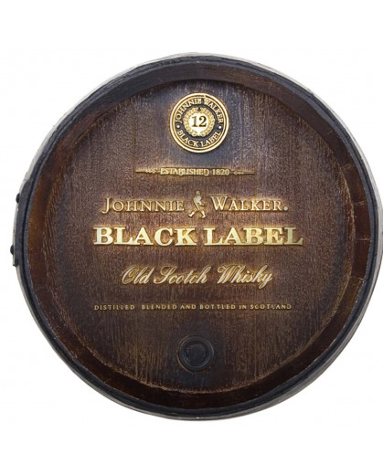 Tampa de Barril Decorativa Pequena Whiskey Johnnie Walker Black Label 26cm