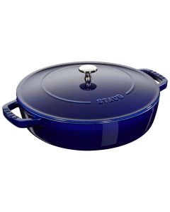 Caçarola Staub Redonda Baixa Chistera 28 cm Azul Marinho Ferro Fundido 1